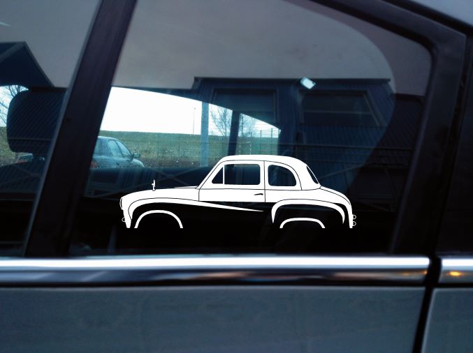 2x car silhouette stickers for Austin A35 2-door saloon classic