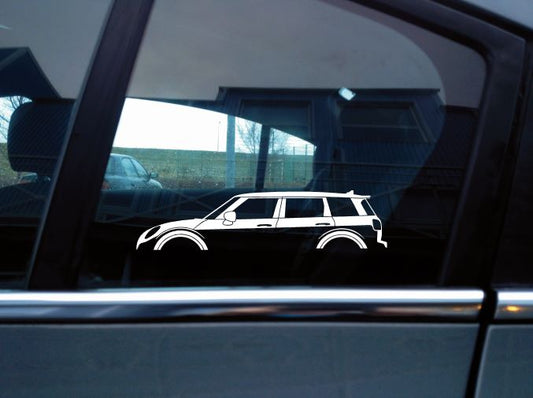 2x car silhouette stickers - for Mini Clubman Cooper S F54 2015-2024