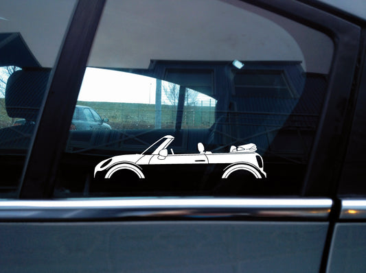 2x car silhouette stickers - for BMW Mini Cooper S F57 Convertible mk3 3rd gen
