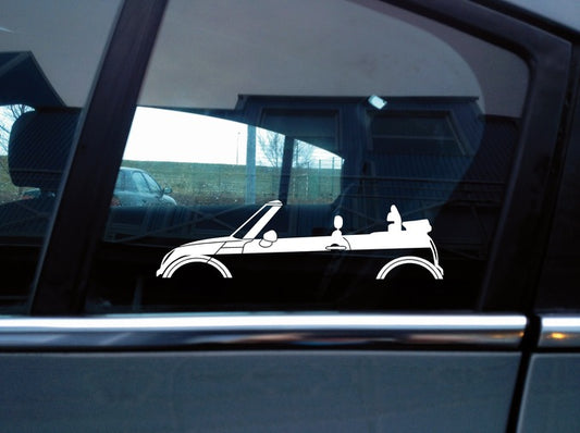 2x car silhouette stickers - for BMW Mini Convertible R52 (2005-2008) Mk1 S57